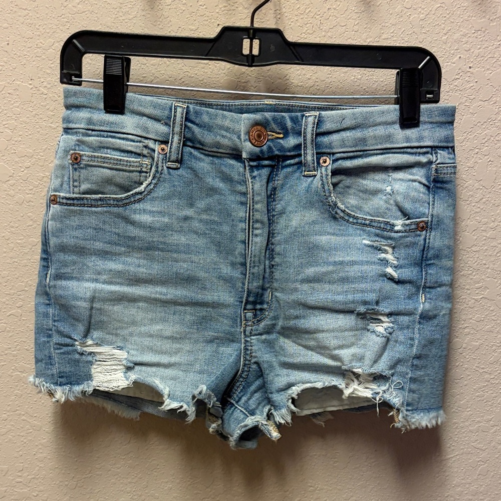American Eagle Outfitters Light Blue Distressed Jean Shorts
